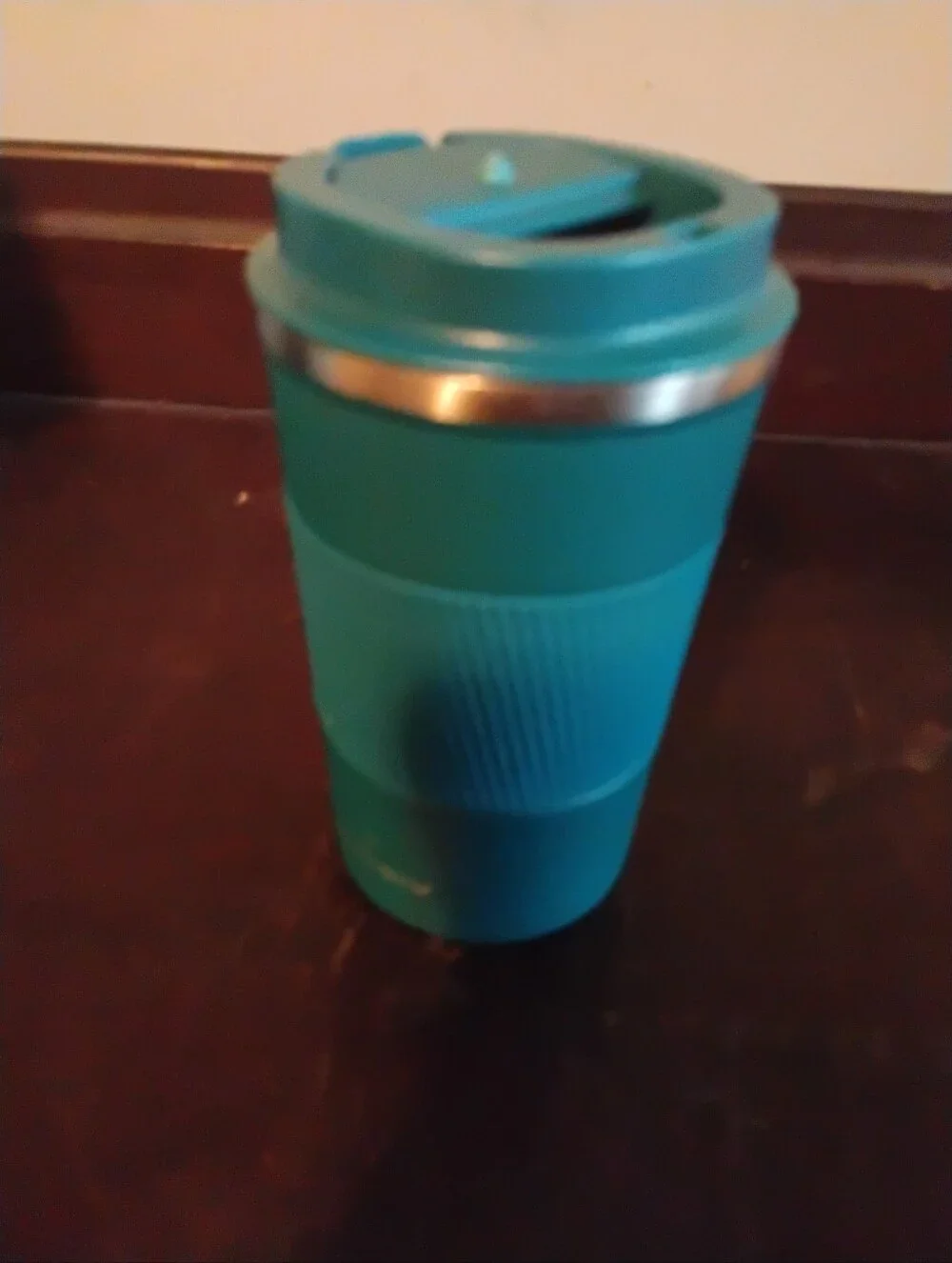 MOMSIV 12oz Insulated Travel Mug Teal Green Stainless Steel Coffee Tumbler Lid